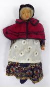 ROSE SONOUS OF NEW ZEALAND WAX HEADED FEMALE COSTUME DOLL with fabric body, 15" (38.1cm) high (