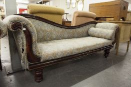 A LATE VICTORIAN DOUBLE SCROLL END CHAISE LONGUE