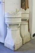 PAIR OF CHIMNEY POTS WITH CROWN TOPS