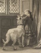 SAMUEL COUSINS AFTER BRITON RIVIERE MEZZOTINT ENGRAVING 'Imprisoned' Signed by both artists in
