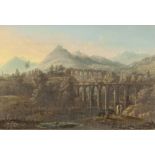 CONTINENTAL SCHOOL (19TH CENTURY) OIL PAINTING ON CANVAS An Italianatte landscape with figures in