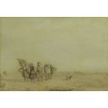 ATTRIBUTED TO DAVID COX (1809-1885) TWO PEN, BROWN INK AND SEPIA WATERCOLOURS Beach scene with