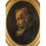 CONTINENTAL SCHOOL (LATE 19th CENTURY) OIL PAINTING ON CANVAS Oval portrait of a bearded man in