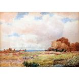 ATTRIBUTED TO GEORGE STANDFIELD WALTERS (1838-1924) WATERCOLOUR DRAWING Landscape with river and