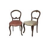 MATCHED SET OF FIVE VICTORIAN CARVED WALNUTWOOD BALLOON BACK DINING CHAIRS, (3 + 2), the set of