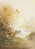 BERNARD BANKS PAIR OF WATERCOLOUR DRAWING Rural scenes with figures Signed 14" x 10" (35.6cm x 25.