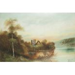 B. WALLINGER OIL PAINTING ON CARD 'Muckloss Abbey', Killarney , Co. Kerry Signed and inscribed lower