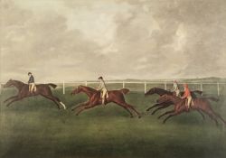 AFTER J.N. SATORIUS REPRODUCTION COLOUR PRINT 'Horse race' 17 1/2" x 25" (44.4cm x 63.5cm)