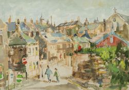 ROBERT BINDLOSS WATERCOLOUR DRAWING 'Street scene, Huddersfield' Signed and dated (19)'78 11 1/2"