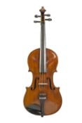 20th CENTURY ITALIAN VIOLIN LABELLED 'S. CARMELLO ITALANO SOLO, MADE IN ITALY' with two piece 14 1/