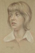 ALLAN REES COWNIE (b.1927) PASTEL Portrait 'Girl in white collar' Signed, titled verso 13 1/2" x