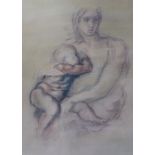 ITALIAN SCHOOL (Twentieth Century) BLACK AND RED CHALK DRAWING ON TONED PAPER 'Madonna and Child'