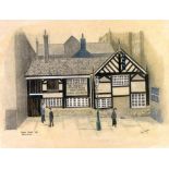 TOM DODSON (1910-1991) PENCIL AND WATERCOLOUR DRAWING 'Seven Stars Inn, Manchester' Signed and