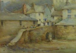 FRANK B. JOWETT (act 1915-1938) WATERCOLOUR DRAWING 'Polperro', Harbour, Cornwall 1924 Signed, later
