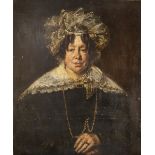 ATTRIBUTED TO BRENT WALKER PAIR OF OIL PAINTINGS ON RE-LINED CANVAS 1/4 length portraits of a lady