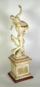 AFTER GIAMBOLOGNA CARVED WHITE ALABASTER GROUP OF THE RAPE OF THE SABINES Modelled as three naked