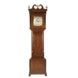 GEORGE III OAK AND MAHOGANY LONGCASE CLOCK, Signed Richard Hackett, Harringworth, the 12 1/4"