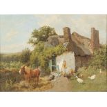 CHARLES COLLINS R.B.A (d.1921) OIL PAINTING ON CANVAS 'A Cornish cottage near St. Just', signed