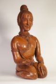 GOLDA ROSE (1921 - 2016) BROWN GLAZED CLAY SCULPTURE 'Pymander (Shepard of Men)' 1976, kneeling