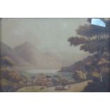 WILLIAM GREEN OF AMBLESIDE (1735-1807) WATERCOLOUR DRAWING 'Bassenthwaite Water, Distant ......