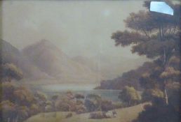 WILLIAM GREEN OF AMBLESIDE (1735-1807) WATERCOLOUR DRAWING 'Bassenthwaite Water, Distant ......