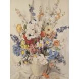 PHYLLIS J. HIBBERT WATERCOLOUR DRAWING Still life - Flowers in a vase Signed 27 1/2" x 20 1/2" (69.
