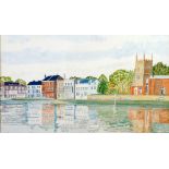 JOHN BAGNALL WATERCOLOUR DRAWING Isleworth Reach Signed 11" x 15 1/2" (28cm x 39cm) together with