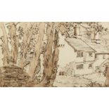 PEN, BROWN INK AND WASH DRAWING, 'ENNERDALE', signed and dated 1957 lower right, inscribed lower