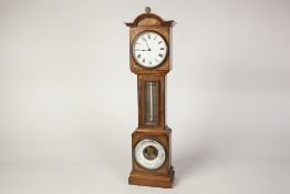 EARLY TWENTIETH CENTURY COMBINATION CLOCK, THERMOMETER AND ANEROID BAROMETER, in an inlaid