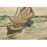 F. HENLSAGE ? (Early Twentieth Century) WATERCOLOUR DRAWING Men being rescued by two men in a