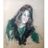 •HAROLD RILEY (b. 1934) MIXED MEDIA 'Portrait of a lady' Signed and dated (19)72 23" x 20" (58.4 x