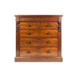 VICTORIAN MAHOGANY CHEST OF DRAWERS, the oblong top above an ogee moulded frieze drawer, over two