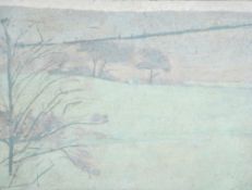 DAVID WILD (1931 - 2014) OIL PAINTING ON BOARD 'Haworth Fold' No. 60, labelled verso 15" x 20" (38 x