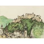BEATRIX BLAKE WATERCOLOUR Hilltown, 'Salzburg II', 1968 faintly signed and dated, titled to 'New
