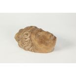 NINETEENTH CENTURY BLONDWOOD CARVING OF A FEMALE MASK, 6 1/2" x 4" (16.5cm x 10.2cm)