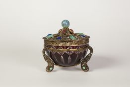 EARLY TWENTIETH CENTURY 'PALAISE ROYAL' AMETHYST STAINED AND FLASH CUT BOWL, with 'Jeweled' gilt