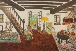 RENEE HALPERN ARTIST SIGNED LIMITED EDITION COLOUR PRINT 'A La Compagne' Cottage interior Signed and