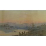 G.B. HALL (Nineteenth/Twentieth Century) PAIR OF WATERCOLOUR DRAWINGS Riverscapes at dusk, '