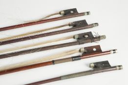 UNBRANDED 20th CENTURY VIOLIN BOW and FOUR OTHERS, mainly distressed (5)