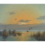 GERALD BROUWER (Modern) OIL PAINTING ON CANVAS 'Sunset at Reeuwijk' Signed lower left, labelled
