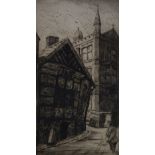 LEONARD BREWER ORIGINAL ETCHING 'Poets Corner, Manchester' Signed and titled in pencil 13" x 7" (
