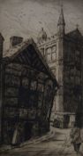 LEONARD BREWER ORIGINAL ETCHING 'Poets Corner, Manchester' Signed and titled in pencil 13" x 7" (