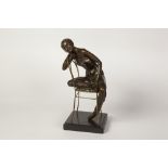 BENSON LANDES, TWENTIETH CENTURY LIMITED EDITION BRONZE FIGURE, modelled as a seated ballerina, with