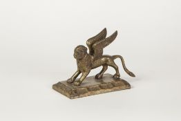 BRONZE MODEL OF A GRIFFIN, cast standing, with wings raised, on an oblong base, 4" (10.2cm) high