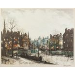 RONALD NORMAN FOLLAND (1932-1999) ARTIST SIGNED REPRODUCTION COLOUR PRINT 'Le Canal St. Martin,