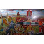 RICHARD PRYKE OIL ON BOARD Manchester Panorama Signed and dated (20) 09 48" x 78" (122 cm x 198.1