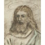 TOMMASO REDI (1665 - 1726) GREY AND PALE COLOUR WASH DRAWING Head and shoulders of Christ The
