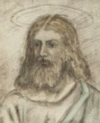 TOMMASO REDI (1665 - 1726) GREY AND PALE COLOUR WASH DRAWING Head and shoulders of Christ The