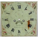 EARLY NINETEENTH CENTURY PAINTED LONGCASE CLOCK DIAL, signed Aloses Evans, Llangerniew, with