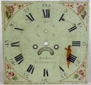 EARLY NINETEENTH CENTURY PAINTED LONGCASE CLOCK DIAL, signed Aloses Evans, Llangerniew, with